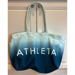 Athleta Logo Ombre Canvas Tote bag Aqua Blue